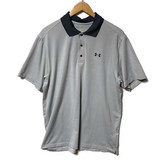 Under Armour Other - UA Heat Gear Loose Fit Gray Stripe Polo Shirt  XL